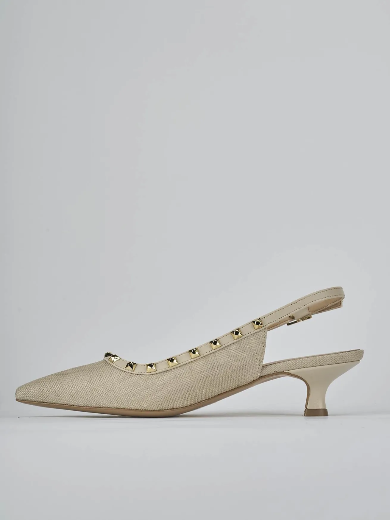 Slingback tacco 4cm pelle beige