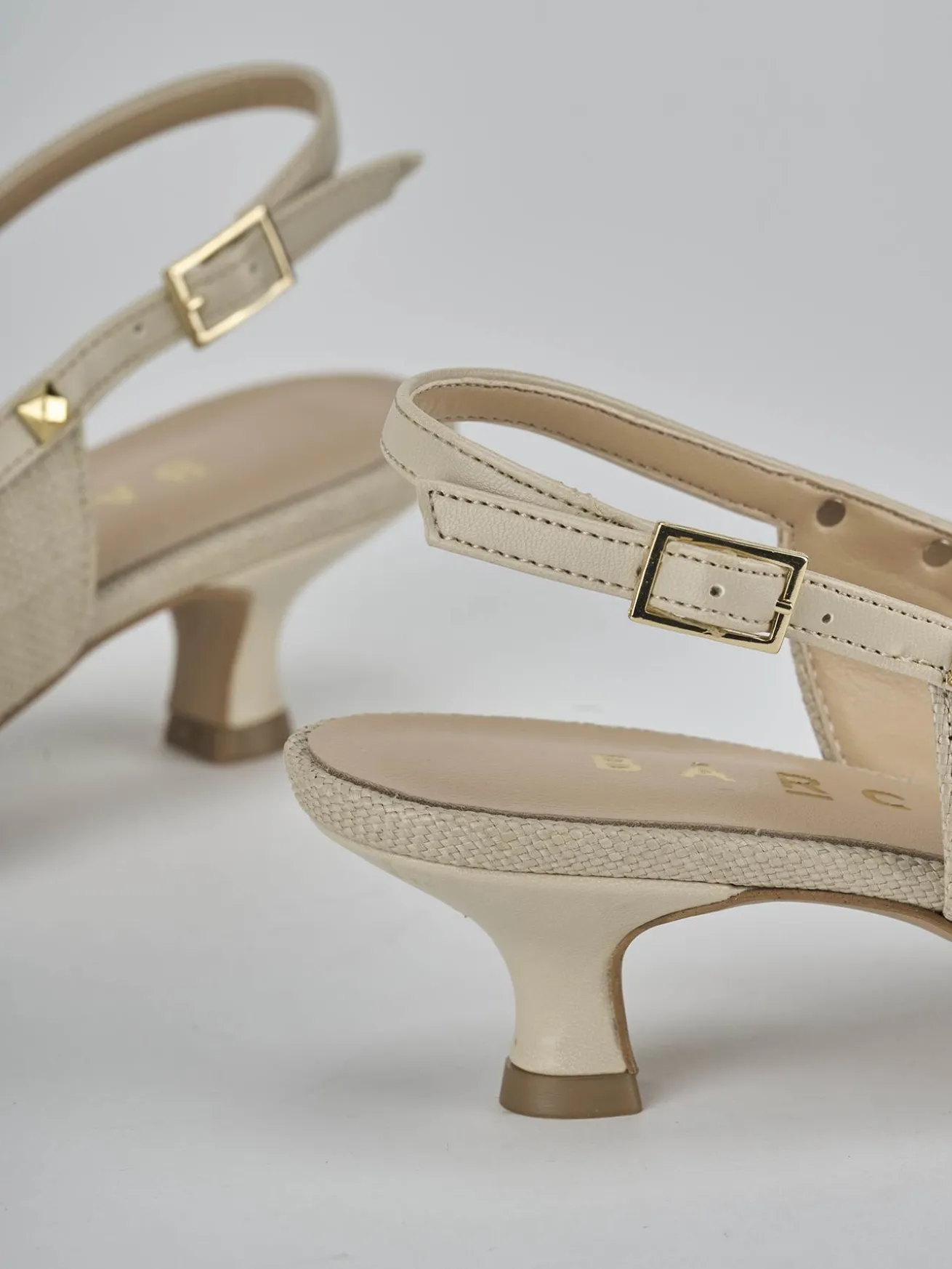 Slingback tacco 4cm pelle beige