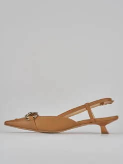 Slingback tacco 3cm pelle marrone