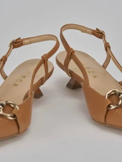 Slingback tacco 3cm pelle marrone