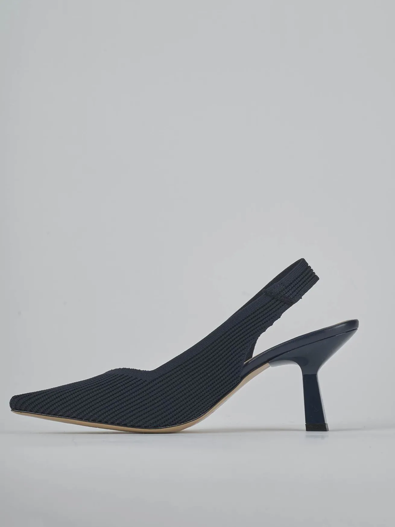 Slingback tacco 7cm pelle blu