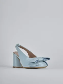Slingback tacco 8cm pelle azzurro