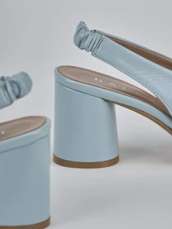 Slingback tacco 8cm pelle azzurro
