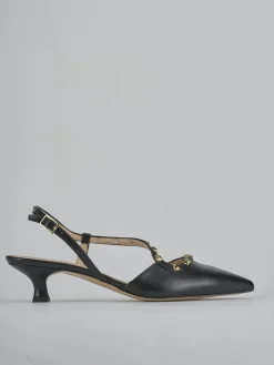 Slingback tacco 4cm pelle nero