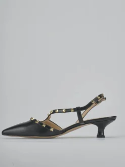 Slingback tacco 4cm pelle nero