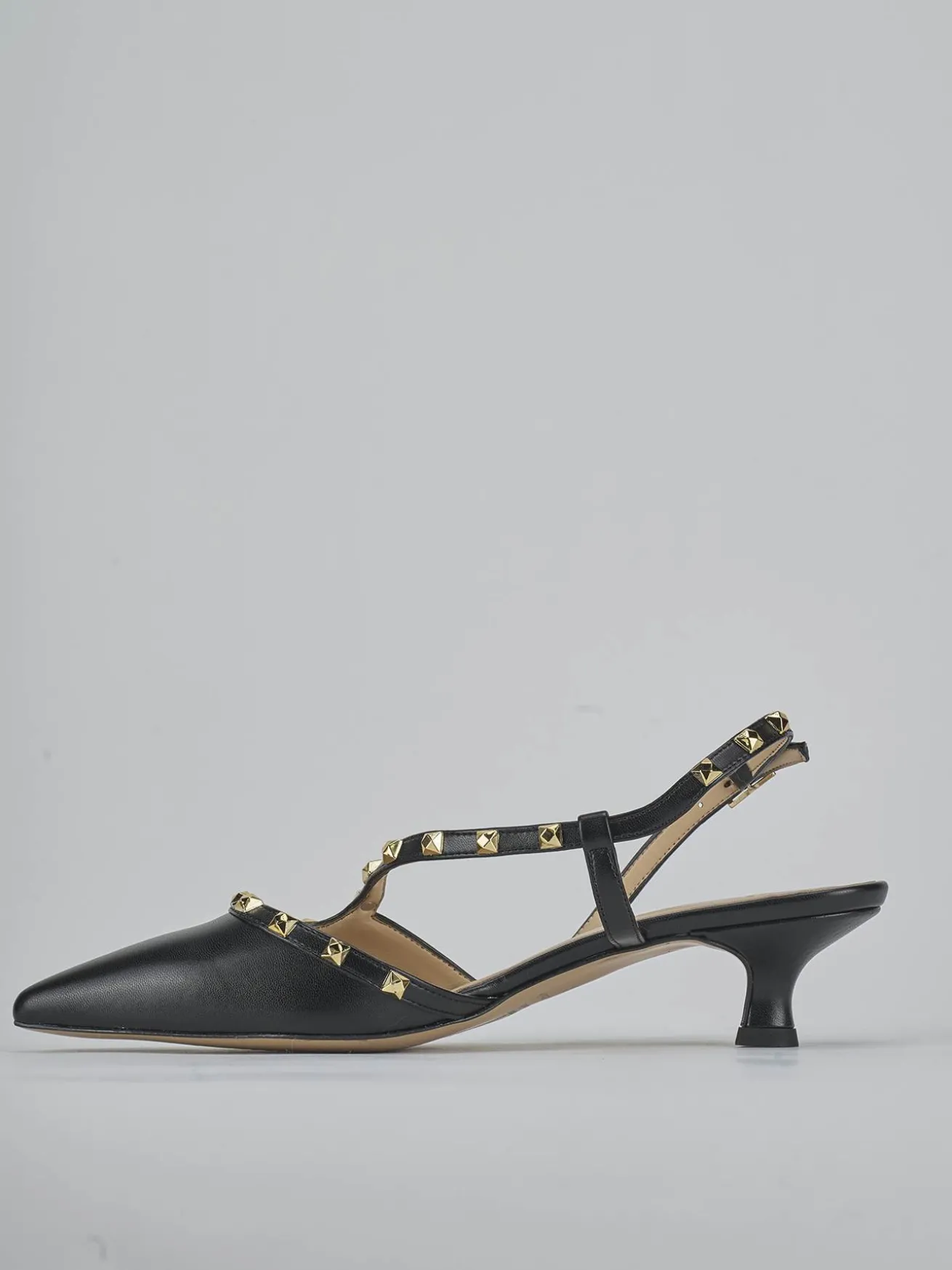 Slingback tacco 4cm pelle nero