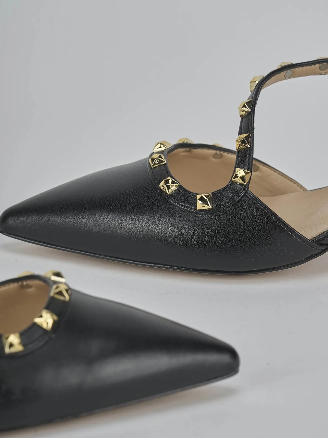 Slingback tacco 4cm pelle nero