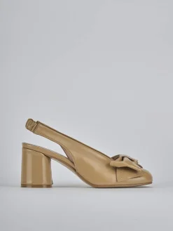 Slingback tacco 8cm pelle marrone