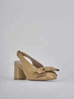 Slingback tacco 8cm pelle marrone