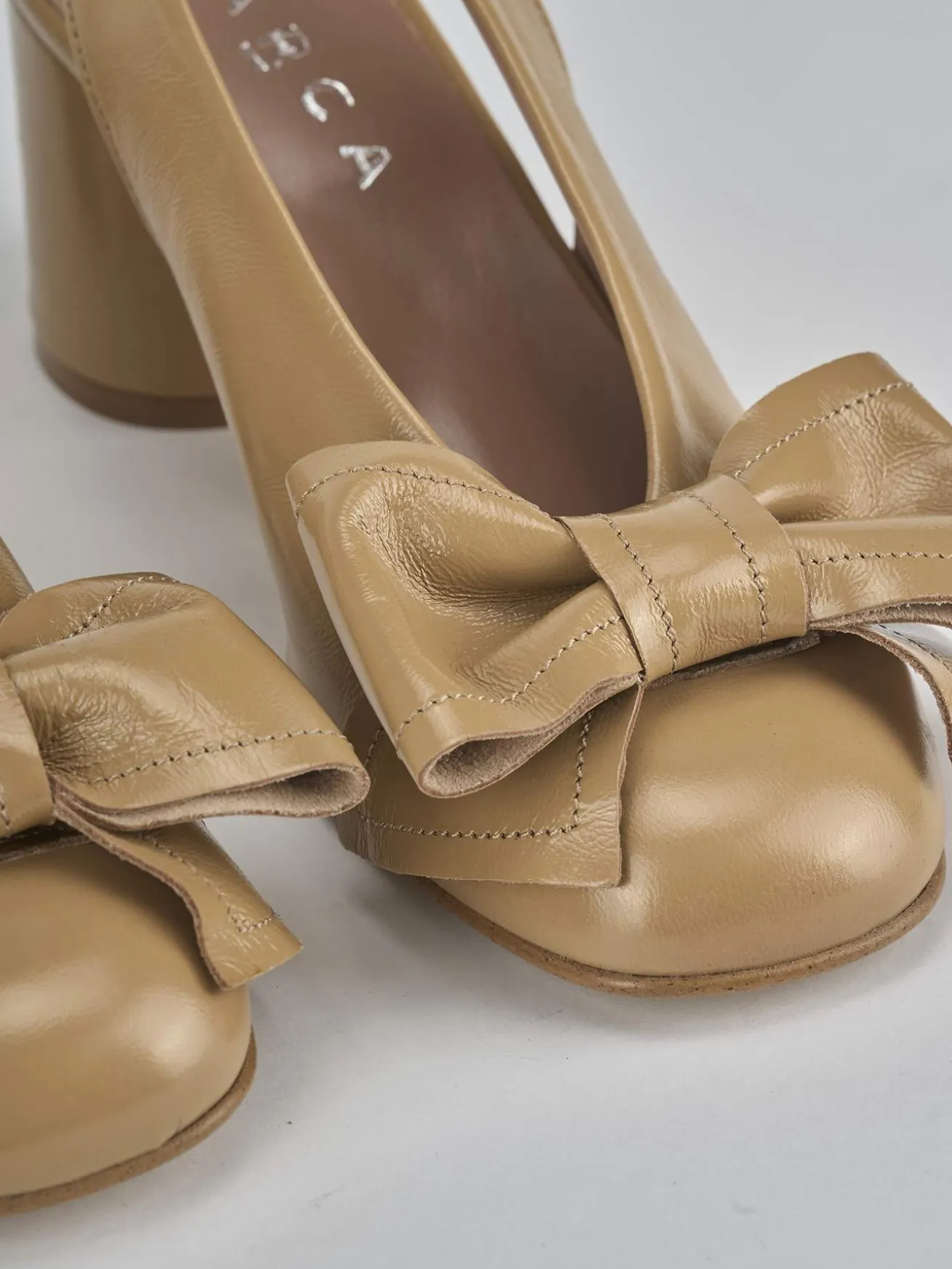 Slingback tacco 8cm pelle marrone