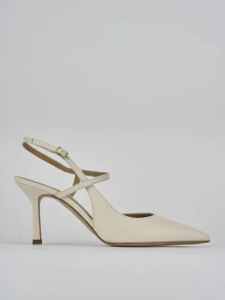 Slingback tacco 7cm pelle bianco