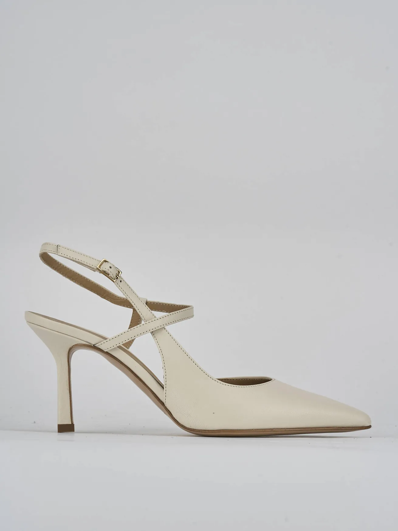 Slingback tacco 7cm pelle bianco