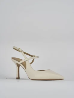 Slingback tacco 7cm pelle bianco