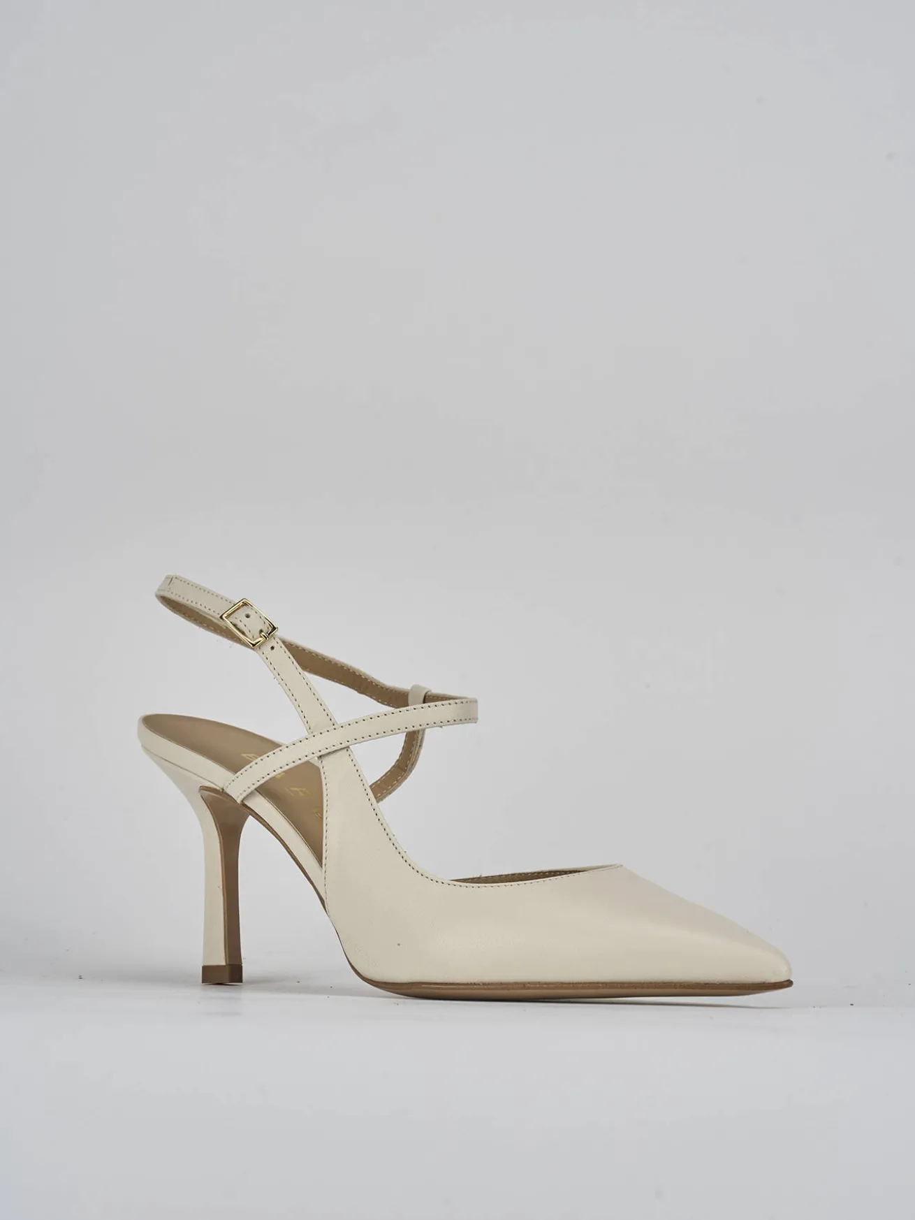 Slingback tacco 7cm pelle bianco