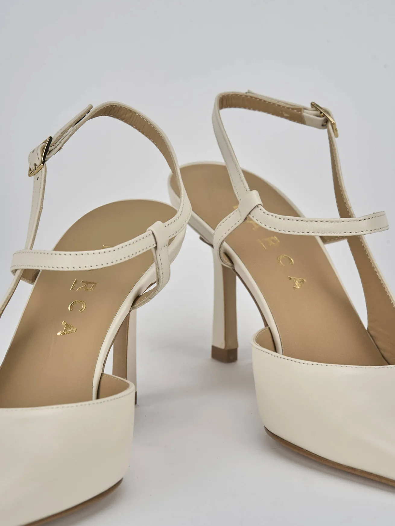 Slingback tacco 7cm pelle bianco