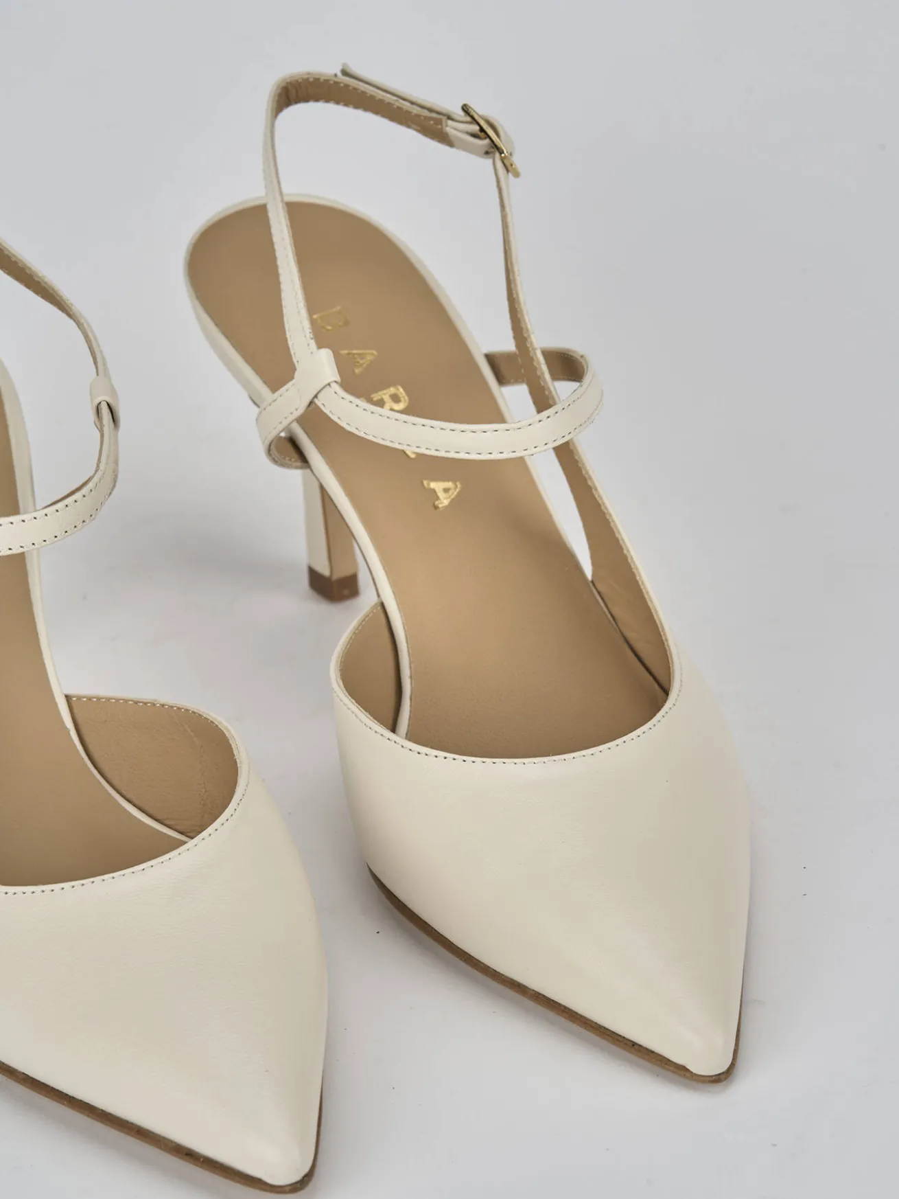 Slingback tacco 7cm pelle bianco