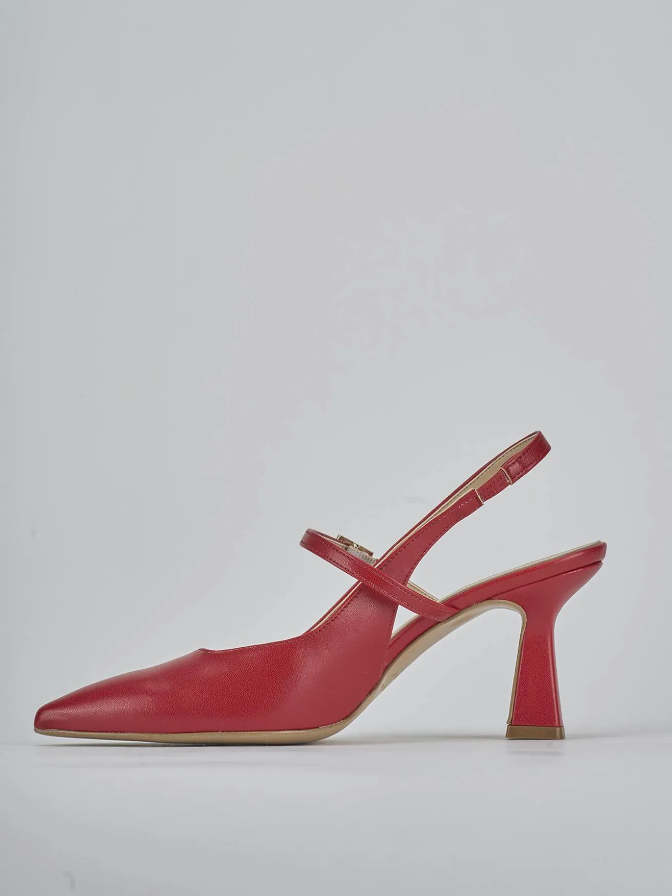 Slingback tacco 7cm pelle rosso