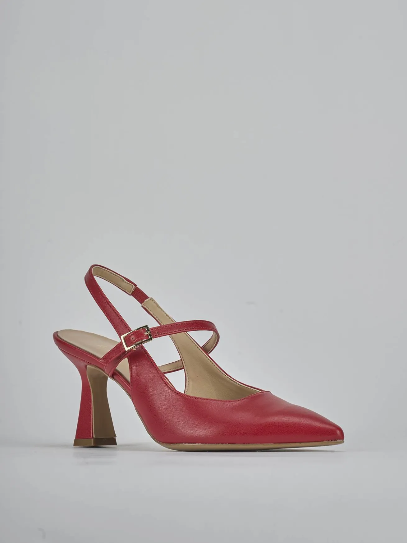 Slingback tacco 7cm pelle rosso