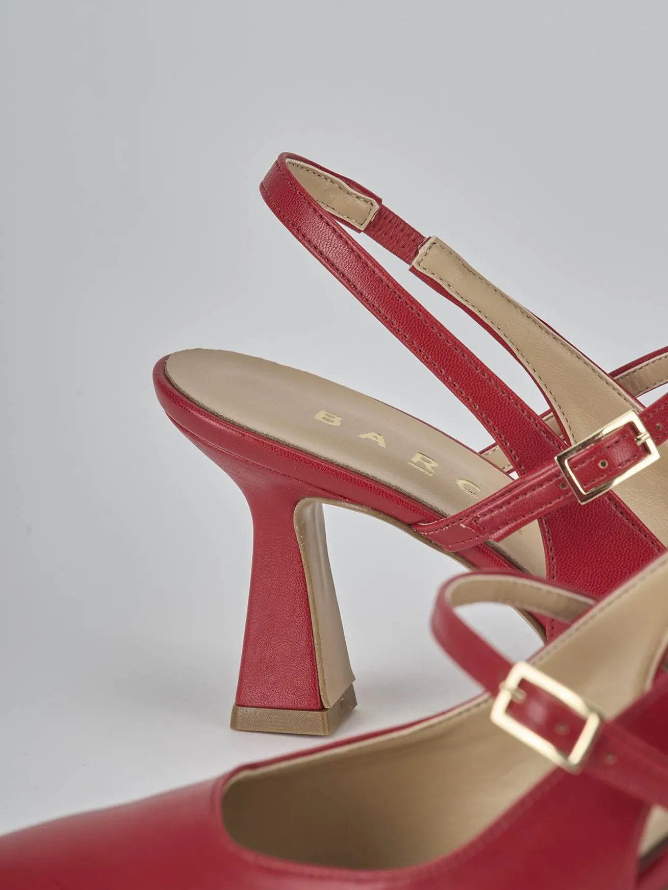Slingback tacco 7cm pelle rosso