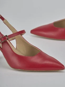 Slingback tacco 7cm pelle rosso