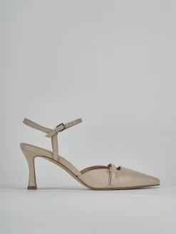 Slingback tacco 8cm pelle beige