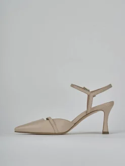 Slingback tacco 8cm pelle beige