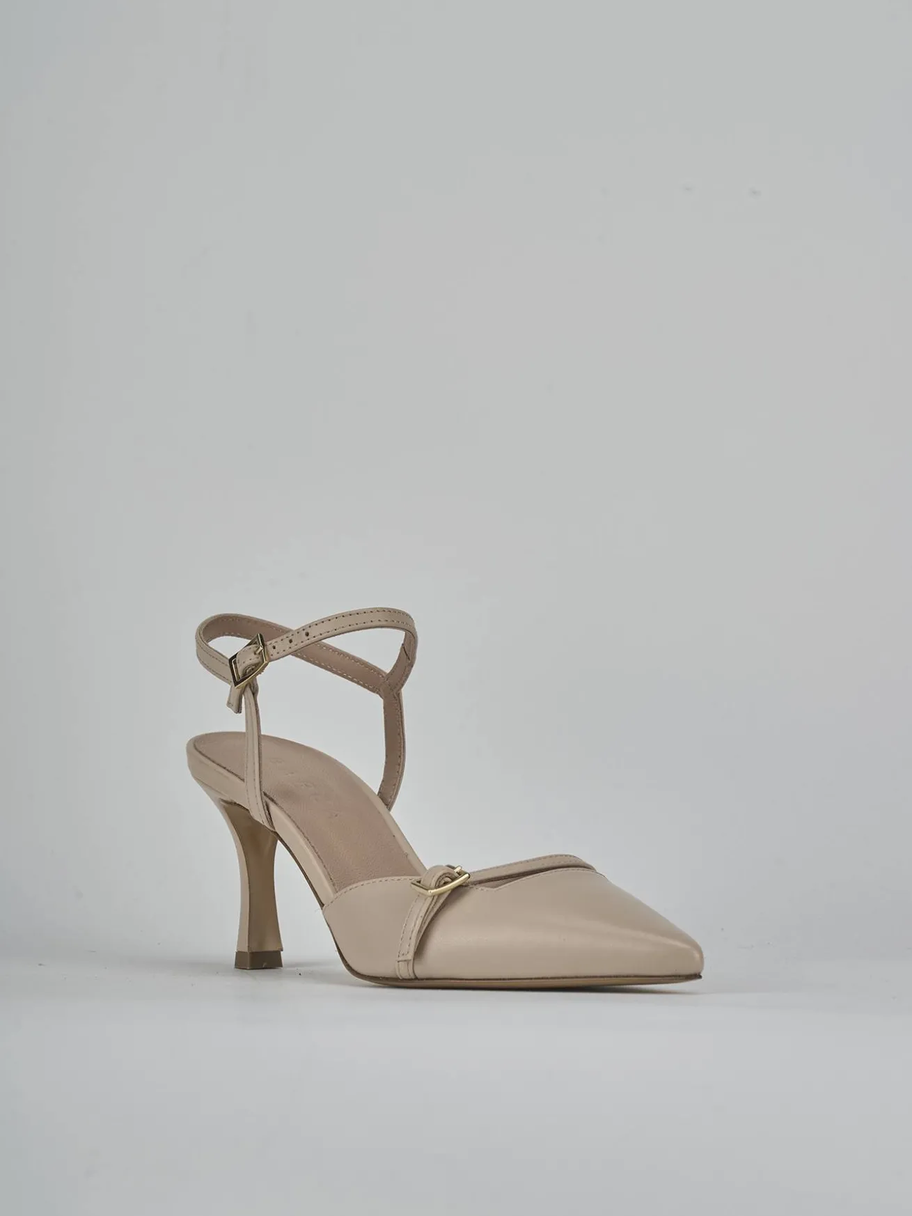 Slingback tacco 8cm pelle beige