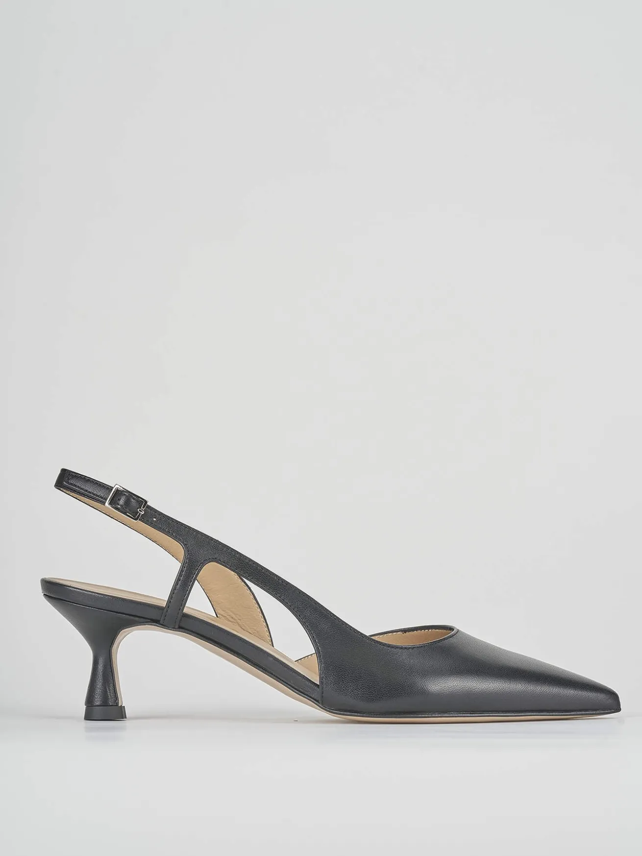 Slingback tacco 6cm pelle nero