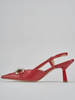 Slingback tacco 7cm pelle rosso