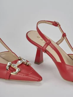 Slingback tacco 7cm pelle rosso