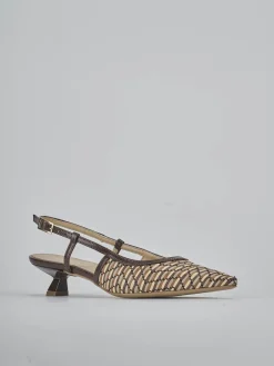 Slingback tacco 4cm pelle marrone