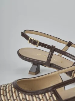 Slingback tacco 4cm pelle marrone