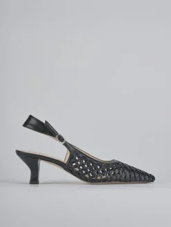 Slingback tacco 6cm pelle nero