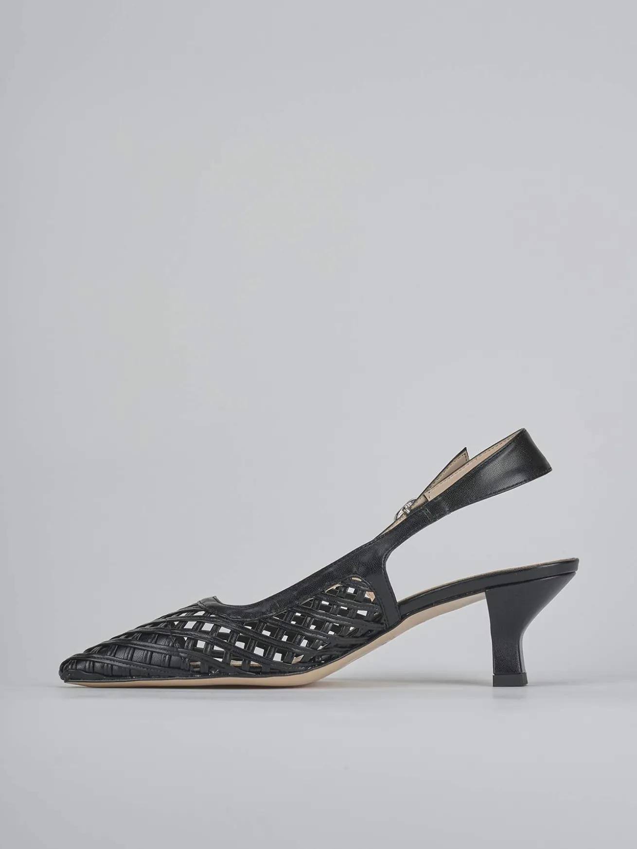 Slingback tacco 6cm pelle nero
