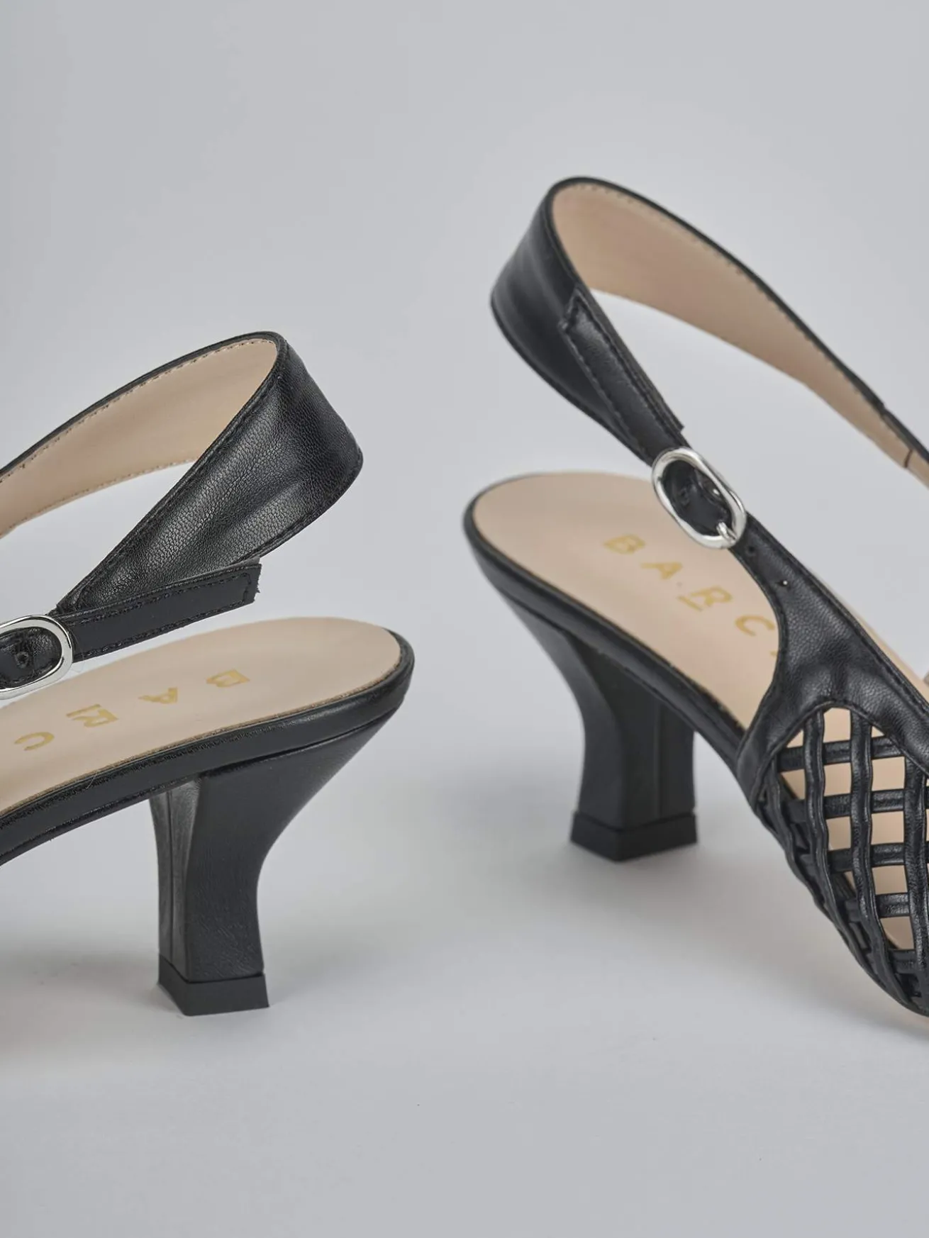 Slingback tacco 6cm pelle nero