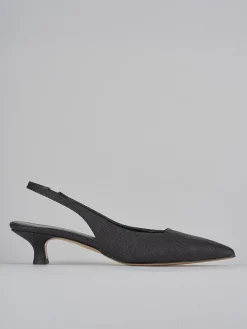 Slingback tacco 4cm pelle nero