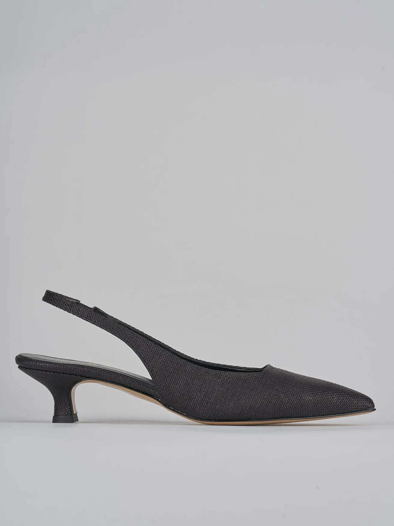 Slingback tacco 4cm pelle nero