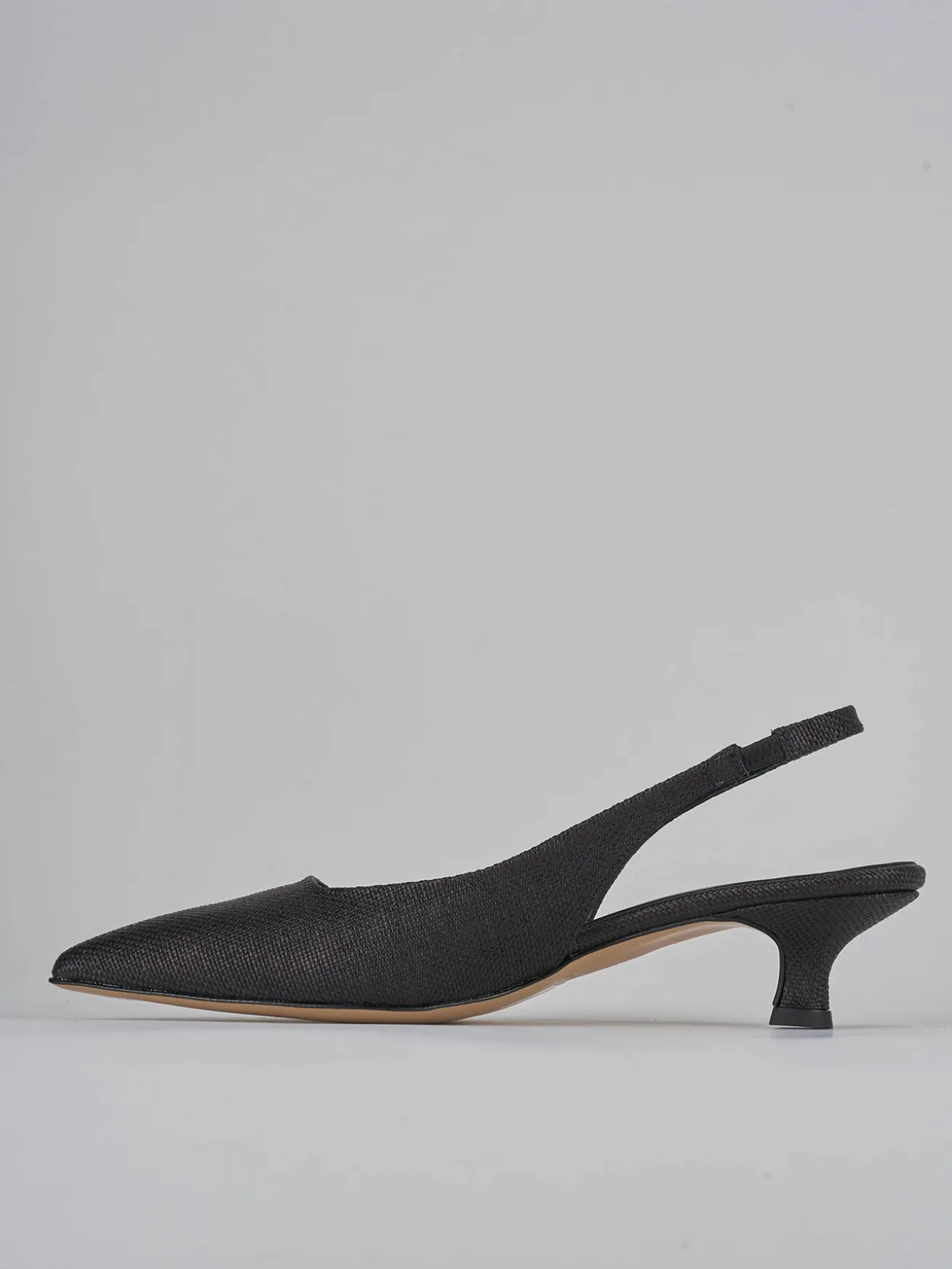 Slingback tacco 4cm pelle nero
