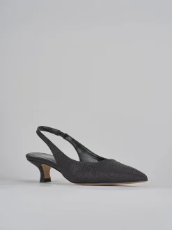 Slingback tacco 4cm pelle nero