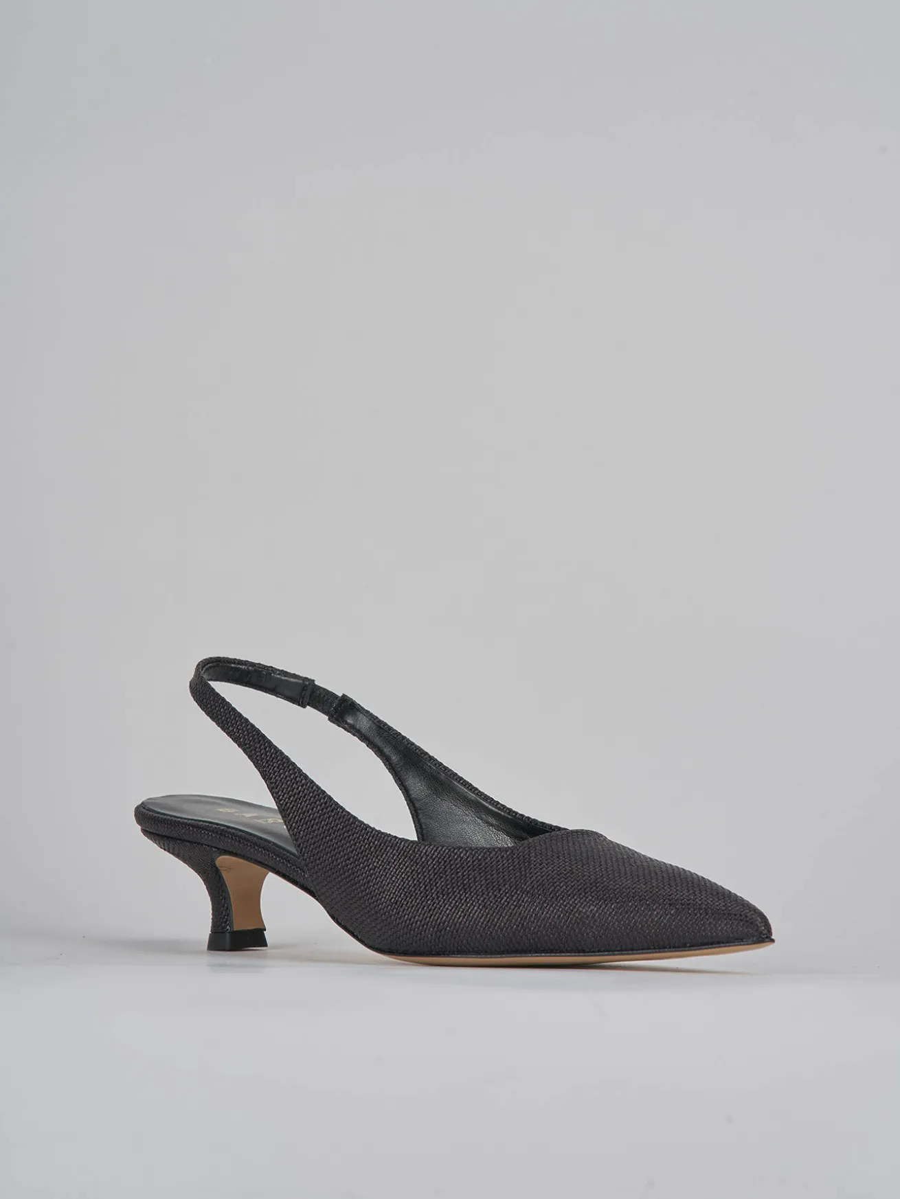 Slingback tacco 4cm pelle nero