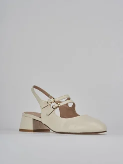 Slingback tacco 4cm pelle bianco