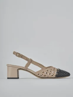 Slingback tacco 6cm pelle beige