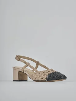 Slingback tacco 6cm pelle beige