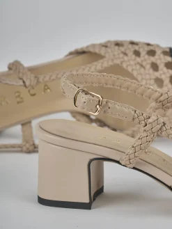 Slingback tacco 6cm pelle beige