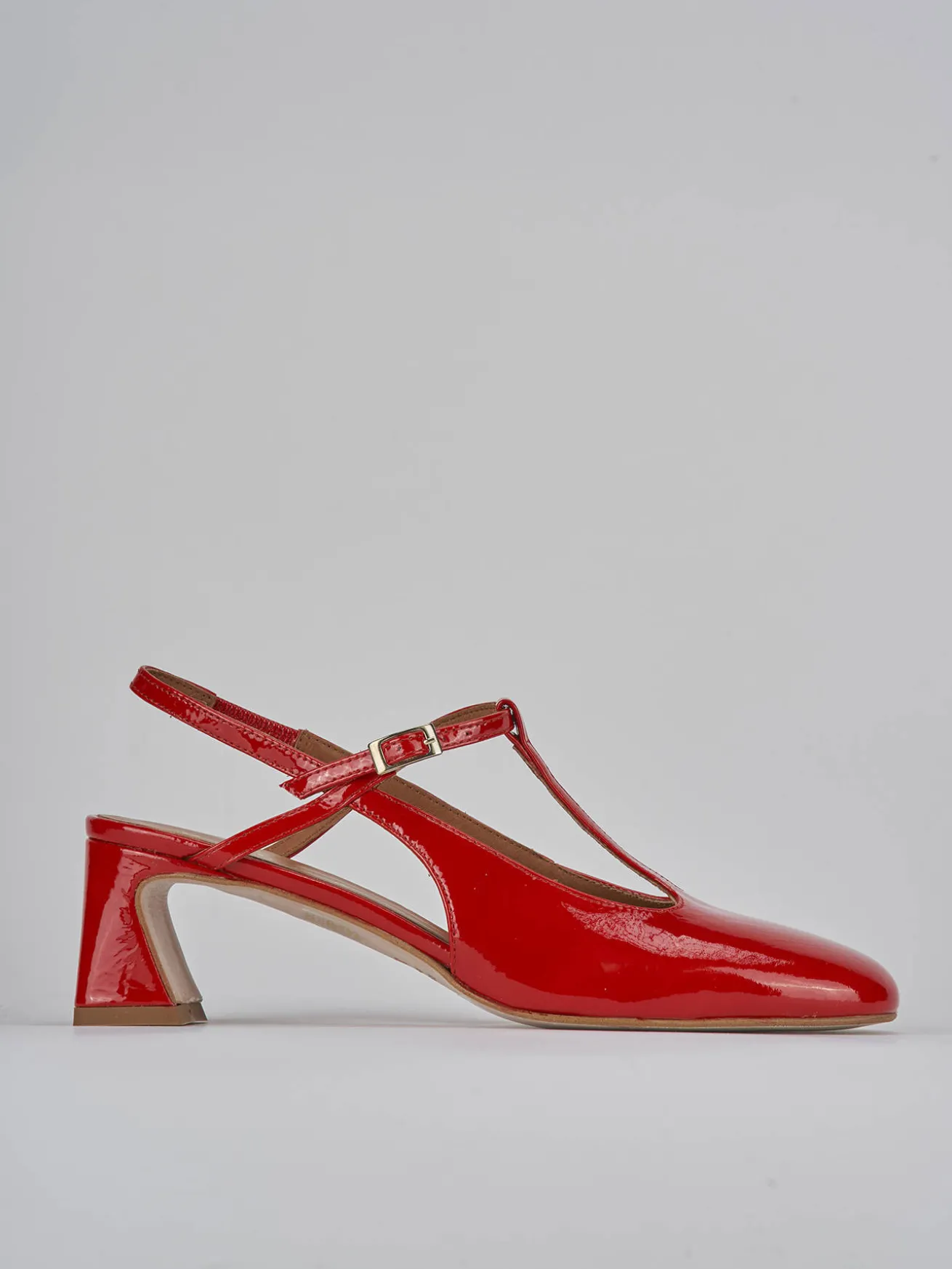 Slingback tacco 5cm pelle rosso