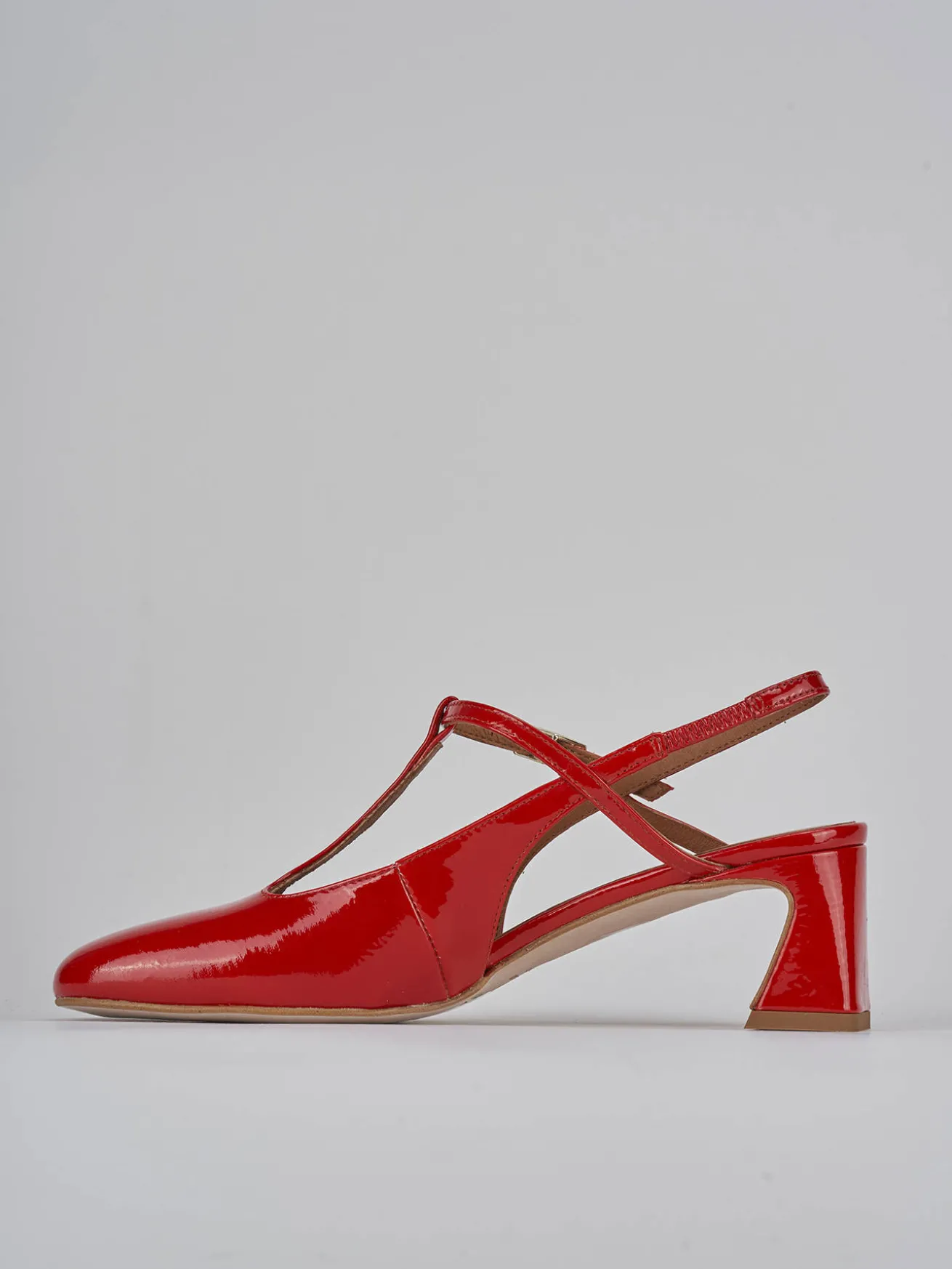 Slingback tacco 5cm pelle rosso