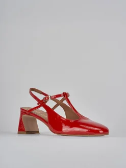 Slingback tacco 5cm pelle rosso