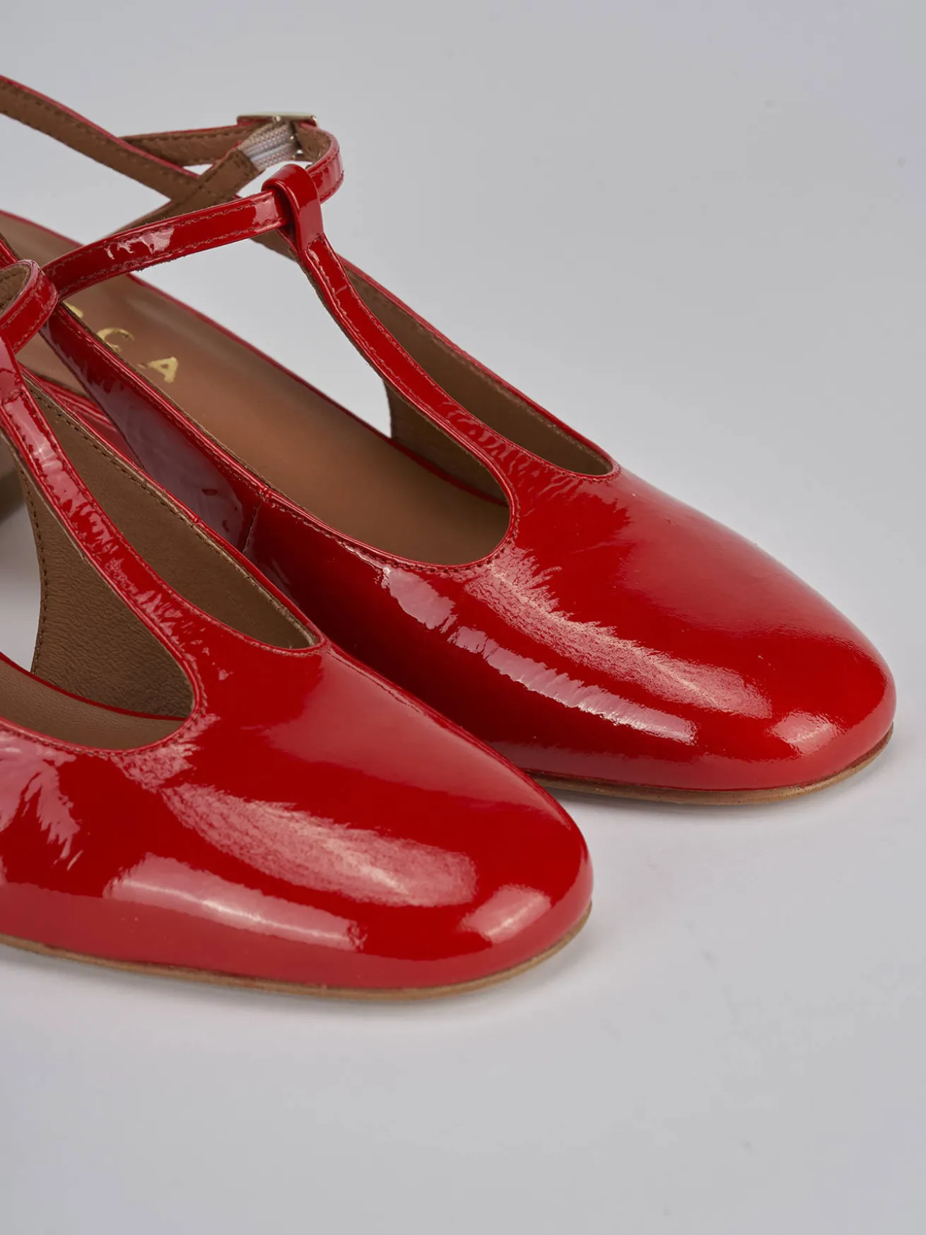 Slingback tacco 5cm pelle rosso