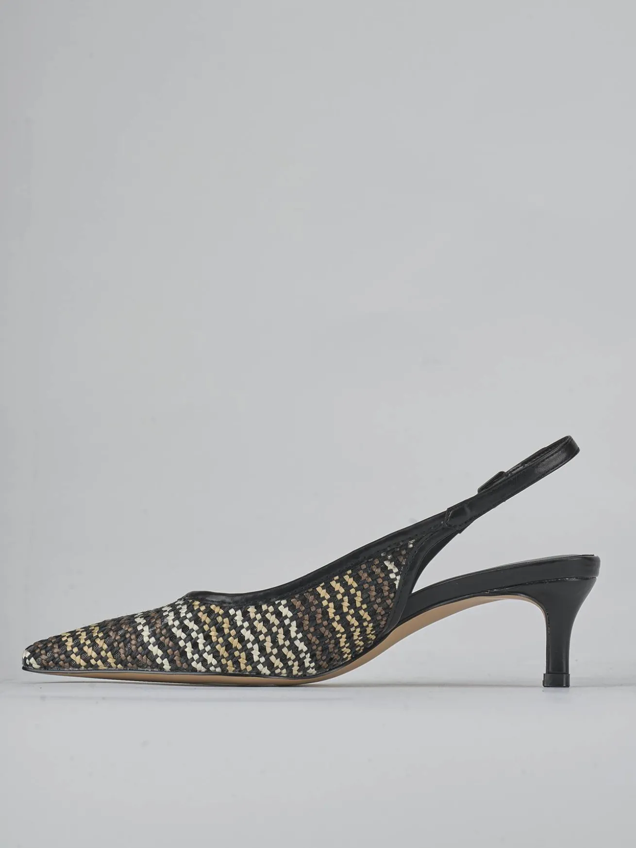 Slingback tacco 5cm pelle nero