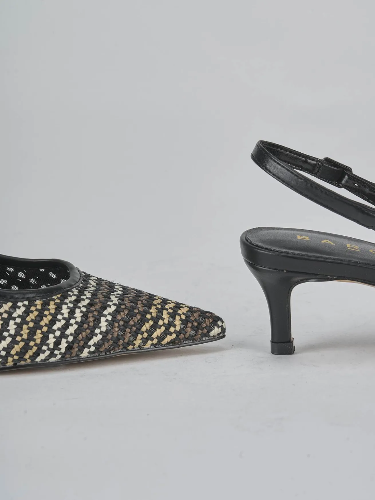 Slingback tacco 5cm pelle nero